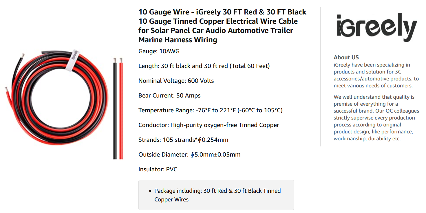 10 Gauge Wire – iGreely Red & Black 10 AWG Tinned Copper